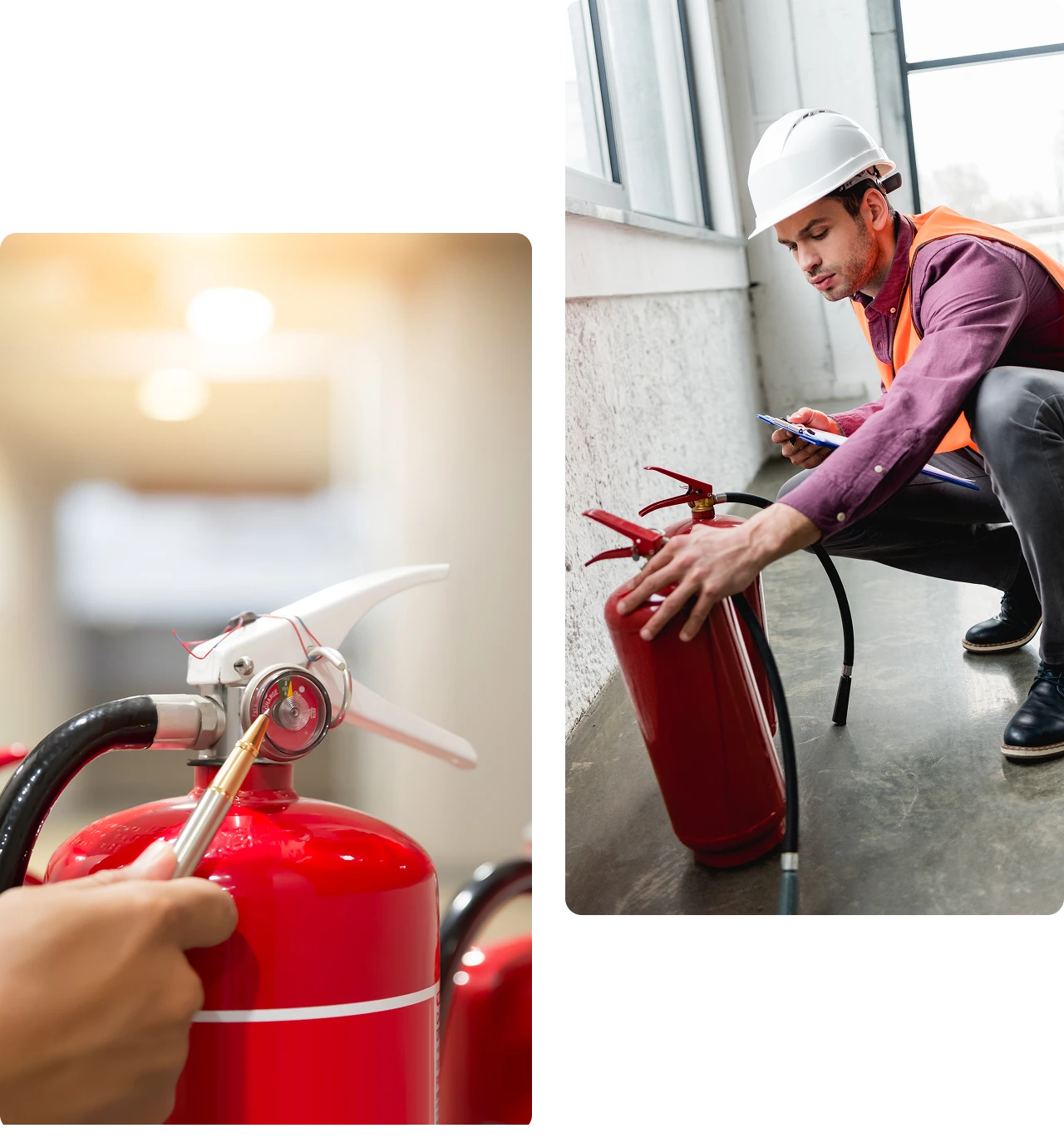 Fire extinguisher inspection and maintenance process.