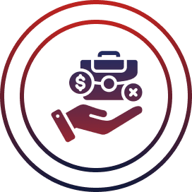 Hand holding icons of briefcase and money.